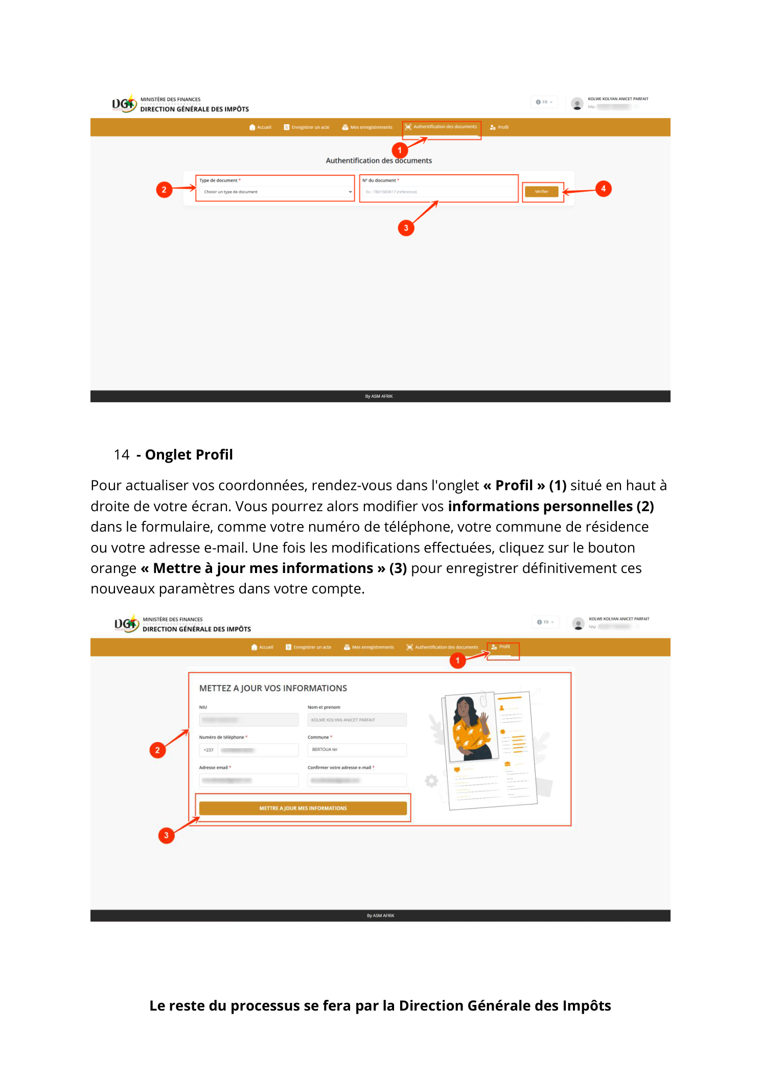 Page de détails de l'enregistrement — 3 onglets : Liquidation, Info acte, Documents