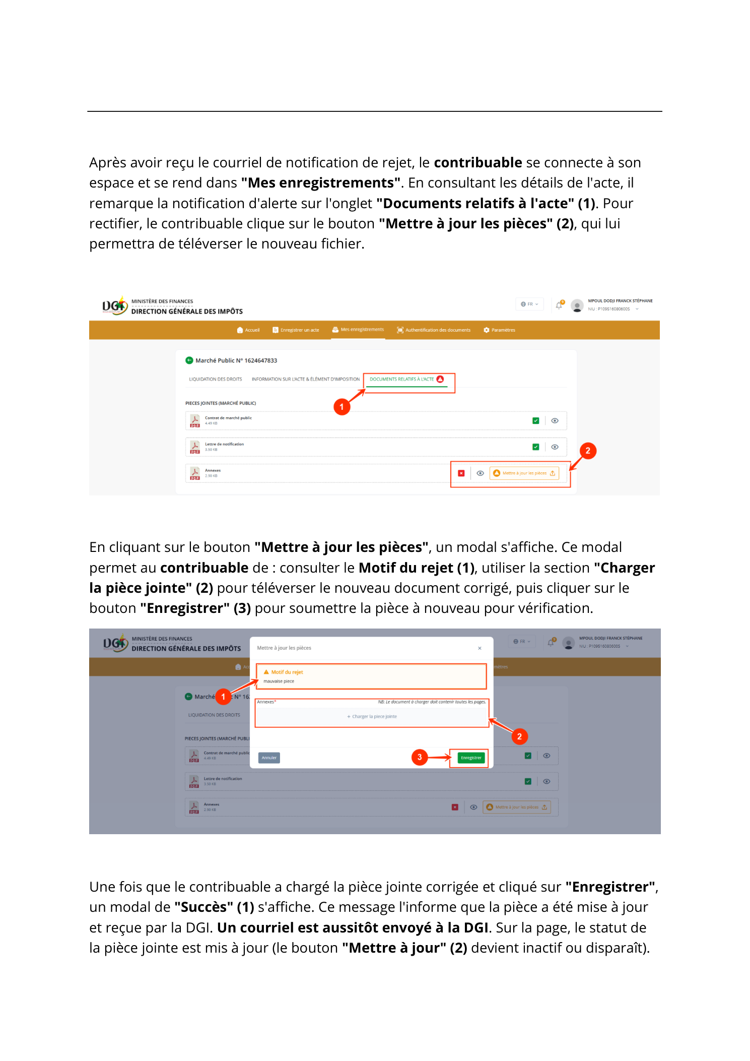 Liste Mes enregistrements — filtres par date, recherche par numéro, bouton Afficher