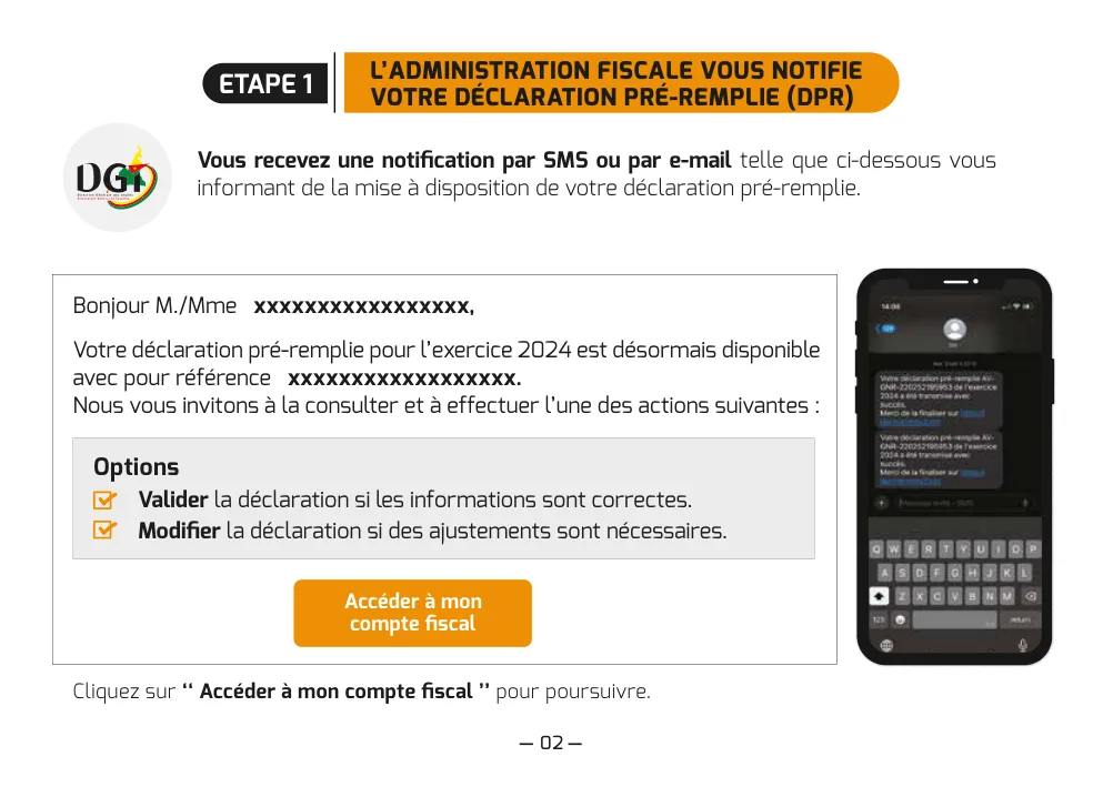Votre déclaration pré-remplie (DPR) en quelques clics : le dépliant officiel DGI de la campagne IRPP et taxe foncière, étape par étape en images (PDF)