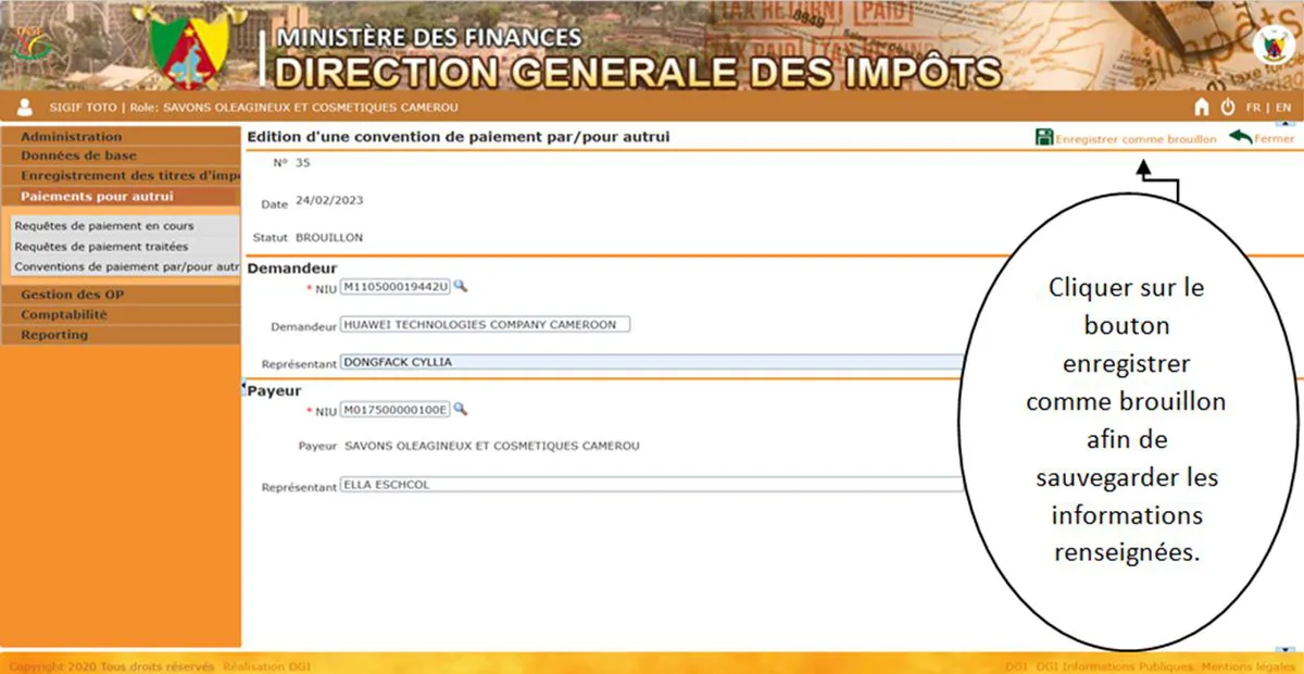 Payer les impôts d'un tiers (ou faire payer les vôtres) sur OTP : convention de paiement pour autrui, requêtes et paiement — le guide officiel DGI en images (PDF)