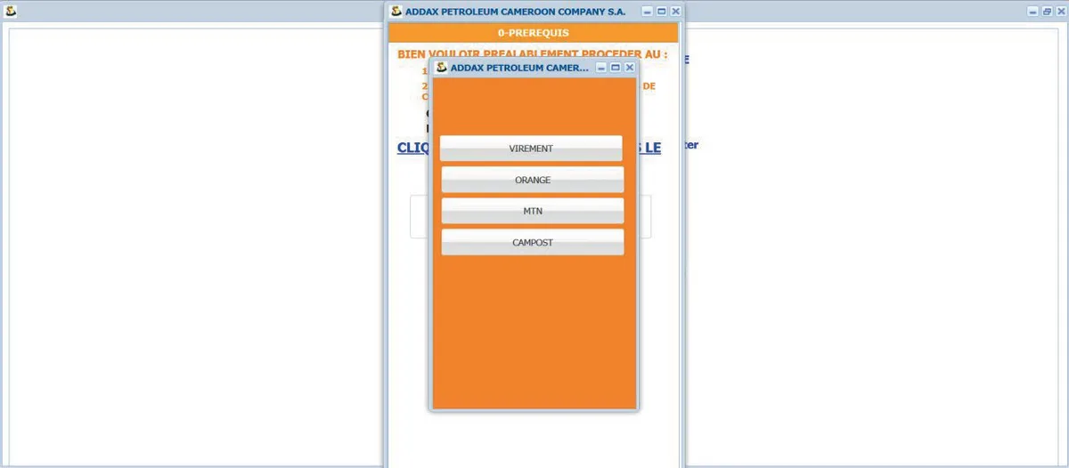 Prérequis de paiement : virement, Orange, MTN, Campost